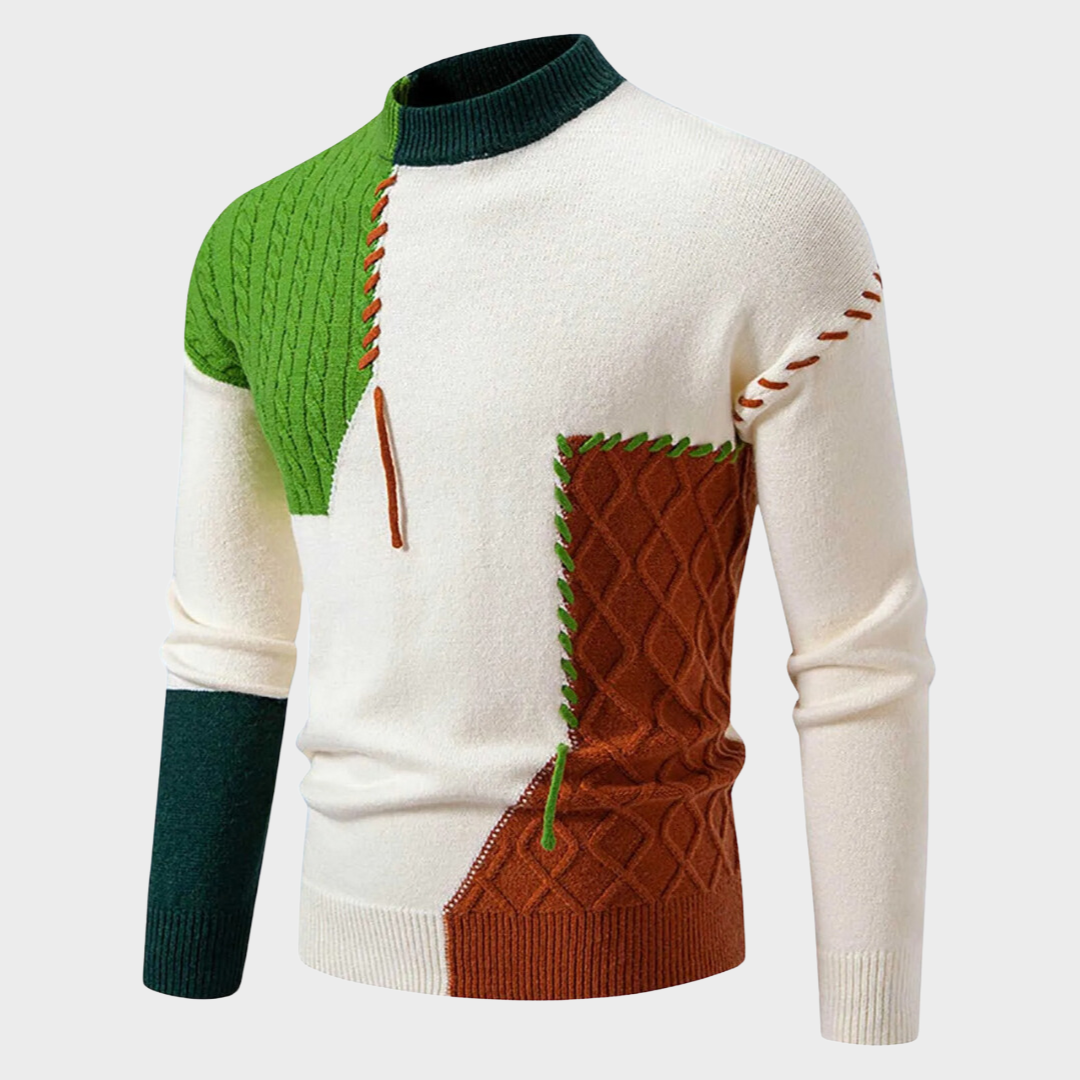 Ian - Elegáns Blokkos Pulóver