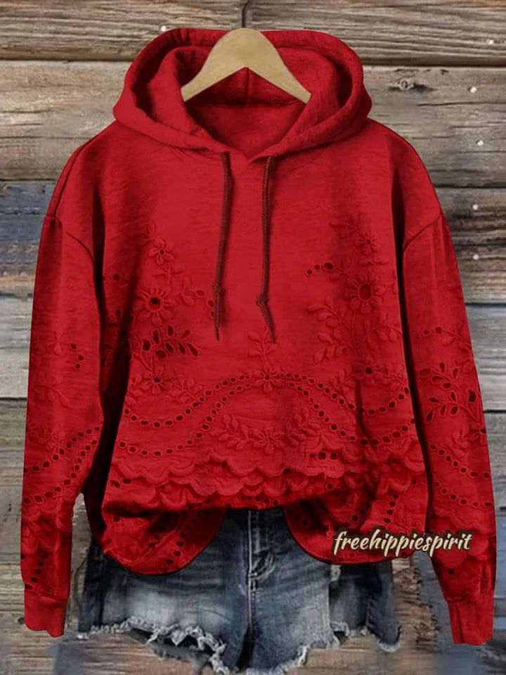 Amélie - Virágmintás Kapucnis Pulóver