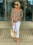 Teresa - Virágmintás Elegáns Blúz Gombokkal