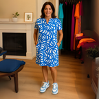 Monique - V kivágású nyomott ruha