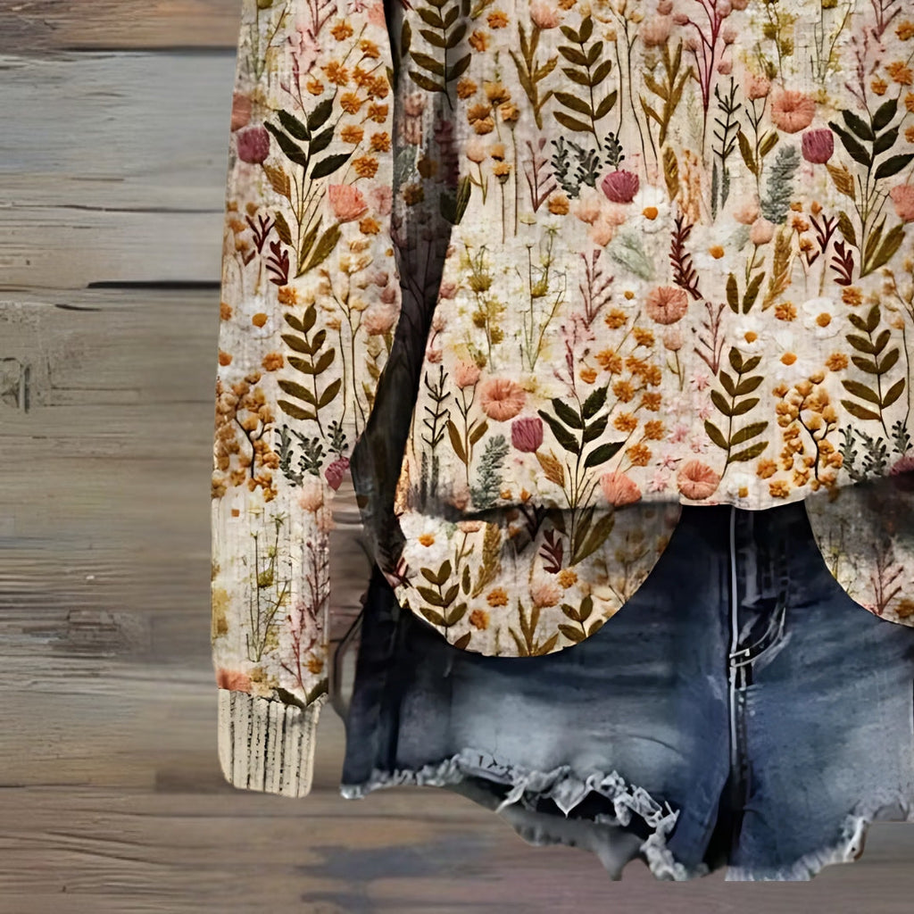 Nova - Virágmintás Pulóver Elegáns