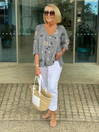 Teresa - Virágmintás Elegáns Blúz Gombokkal