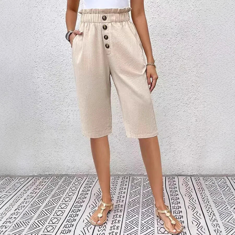 Éloane - Bermuda Gombos Vászon-Pamut