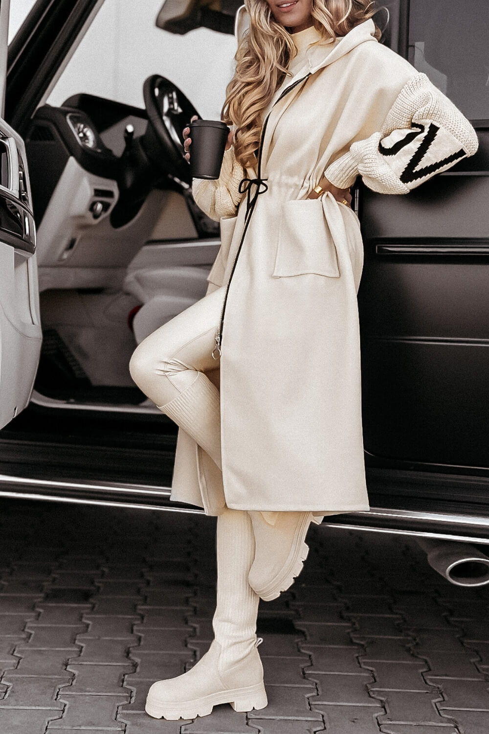 Amélie™ | Női Kabát Kötött Ujjakkal