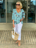 Teresa - Virágmintás Elegáns Blúz Gombokkal